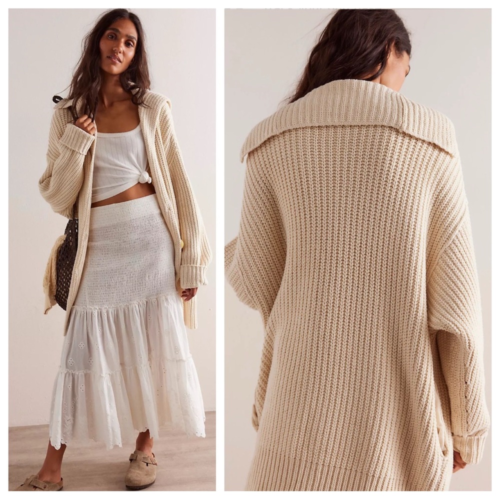 New Free People Swim Too Deep Cardi in Ivory